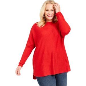 Womens Casual Lightweight Tunic Sweater - Burgandy